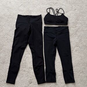 Lululemon Women's Black High-Waisted Leggings and sports bra